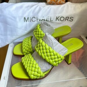 Michael Kors Lime Green Braided Mule Sandal Heels